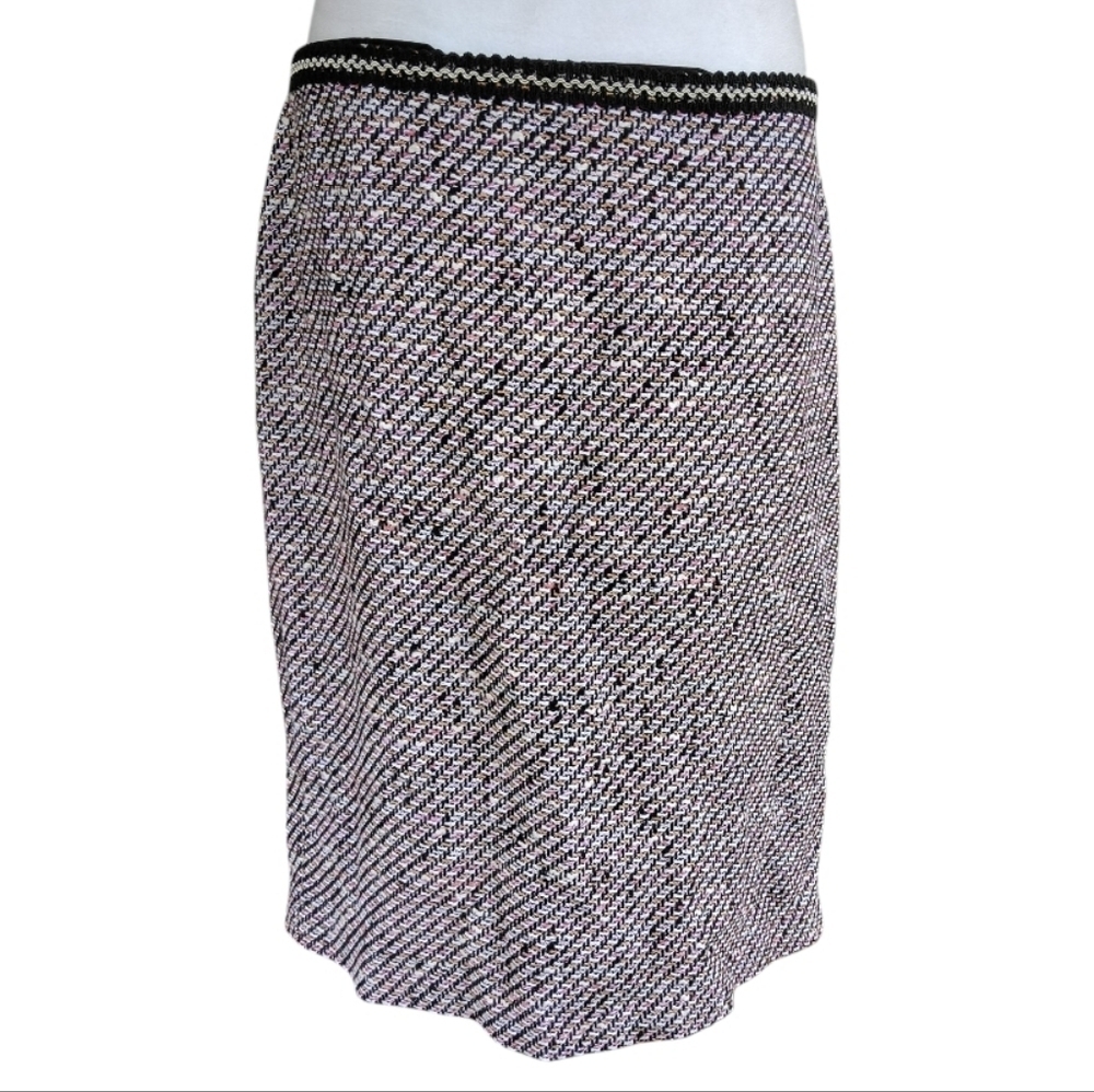Talbot's Multicolor Woven Wool Blend Pencil Skirt Kick Pleat Detail Size 12